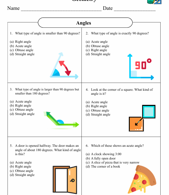 Angles Fifth Grade Math Worksheet