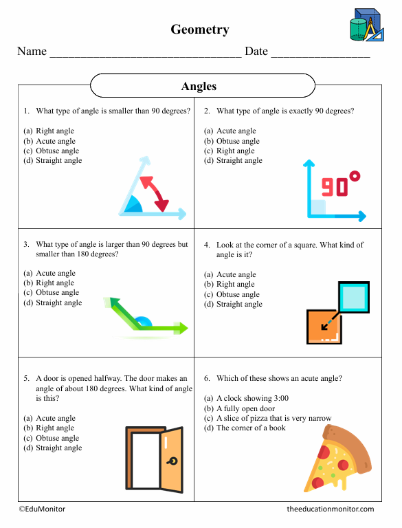 Angles Fifth Grade Math Worksheet