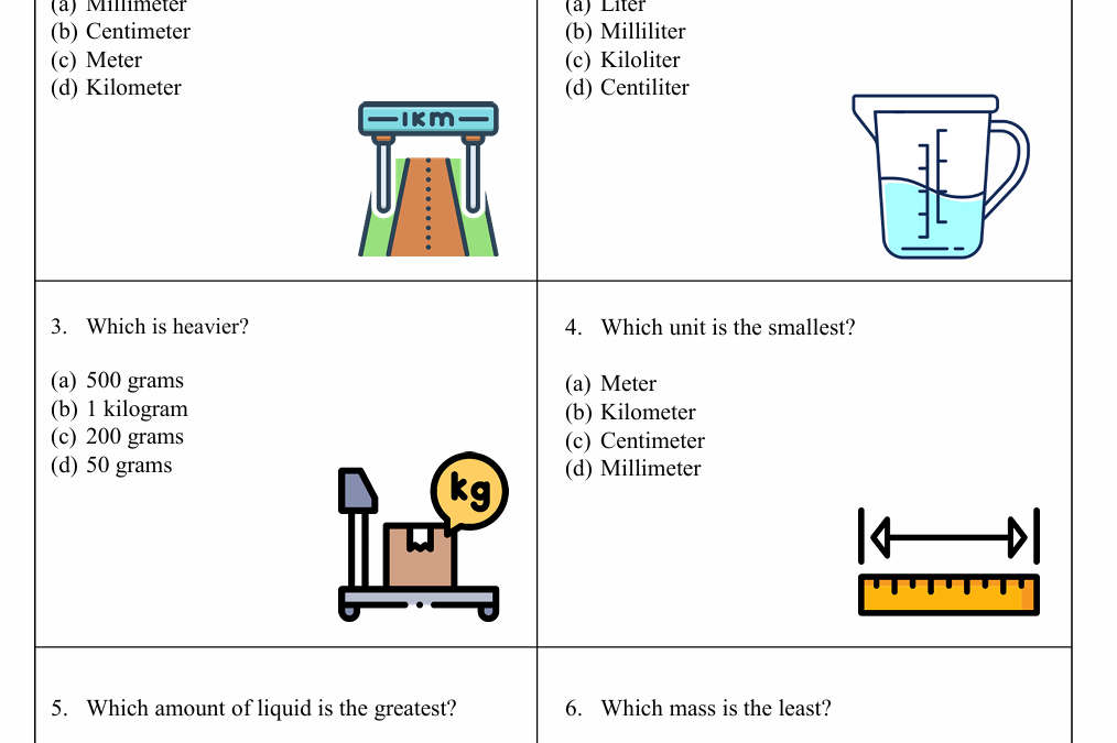 Comparing Metric Units Fifth Grade Math Worksheet