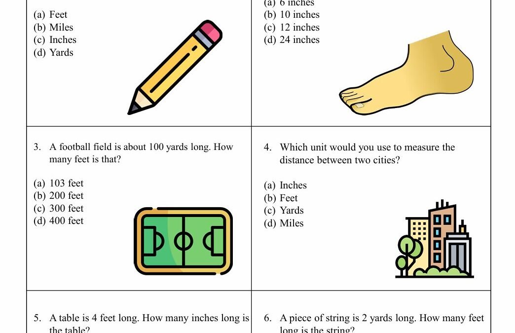 Customary Length Solving Fifth Grade Math Worksheet