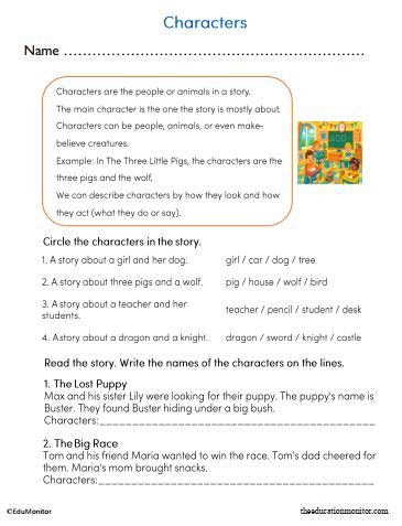 2nd Grade Characters Worksheet