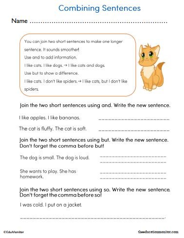 Grade 2 Combining Sentences Worksheet