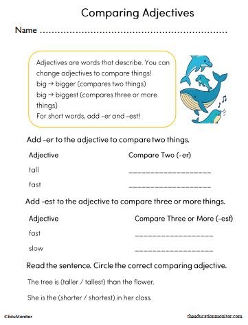 2nd Grade Comparing Adjectives Worksheet