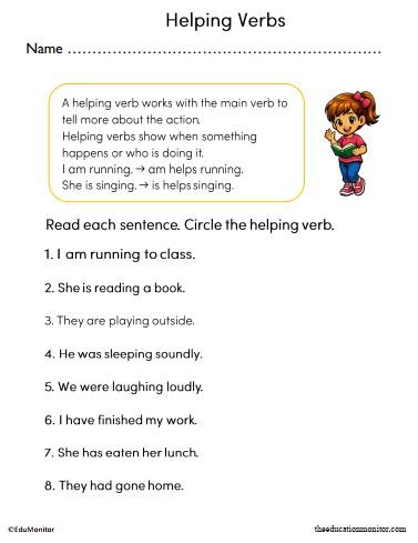 Helping Verbs Worksheet for Second Grade