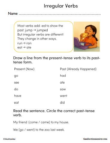 Second Grade Irregular Verbs Worksheet