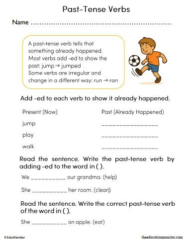 Past Tense Verbs Worksheet for 2nd Grade