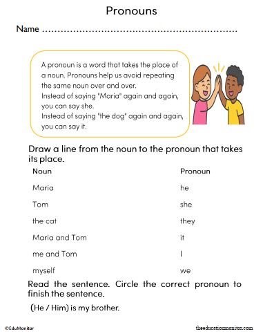 2nd Grade Pronouns Worksheet