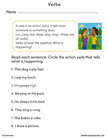 Second Grade Verbs Worksheet