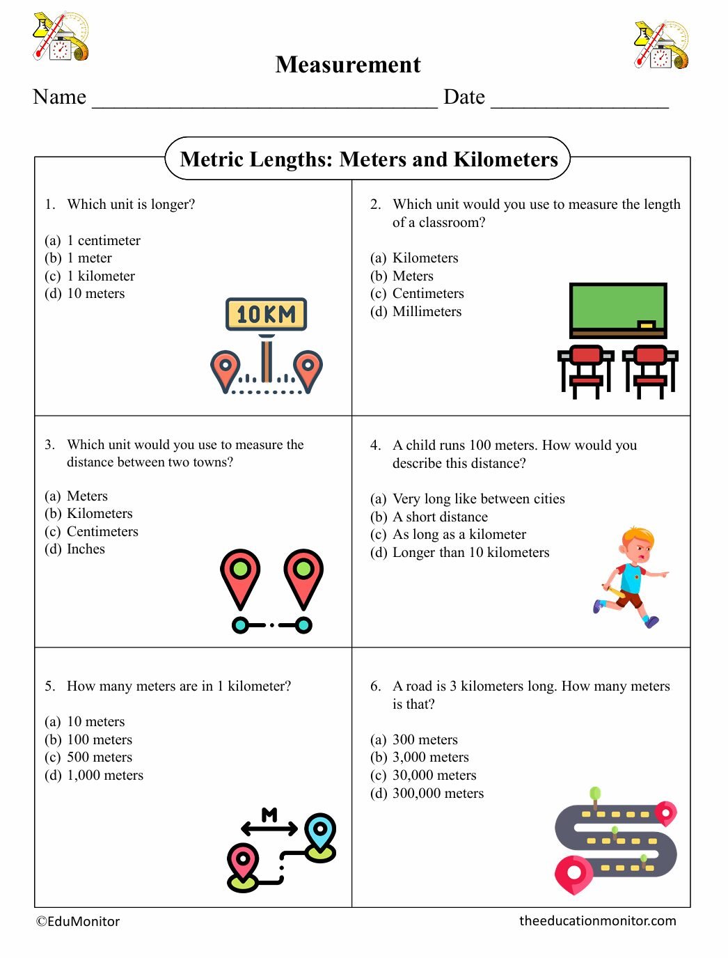 Metric Lengths Units Fifth Grade Math Worksheet