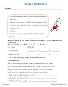 Second Grade Using a Dictionary Worksheet - EduMonitor | Science, Math ...