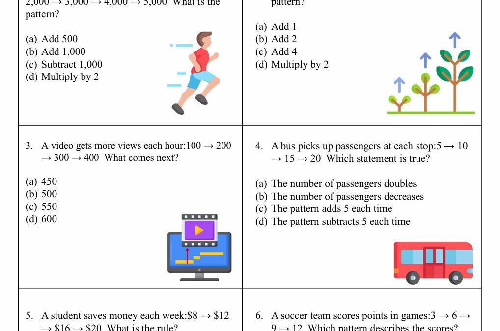 Number Patterns Fifth Grade Math Worksheet