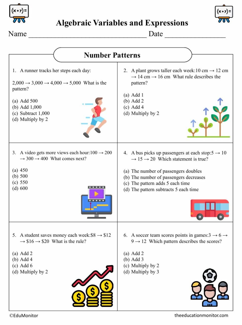 Number Patterns Fifth Grade Math Worksheet - EduMonitor | Science, Math ...