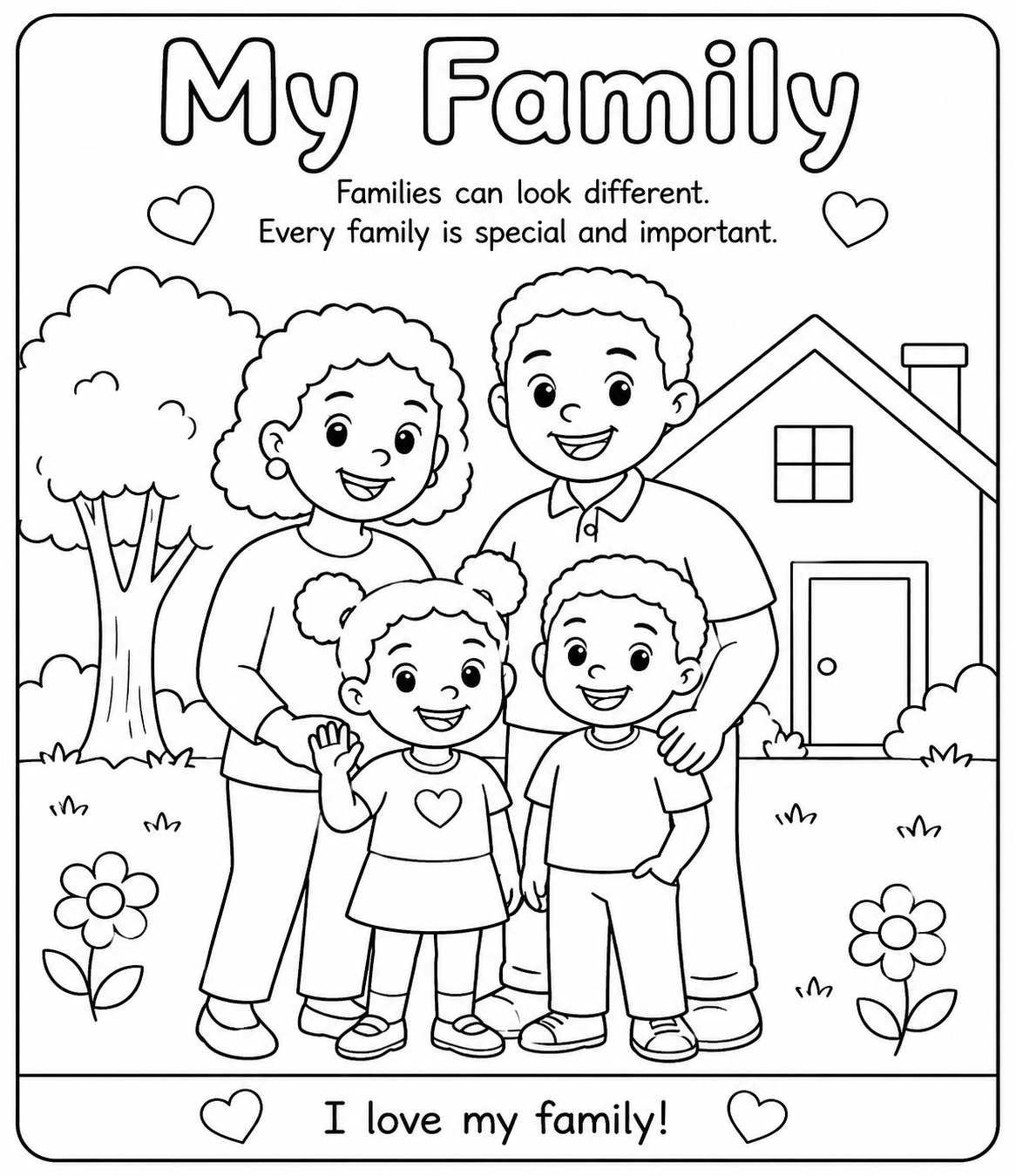 Kindergarten Family coloring page I EduMonitor