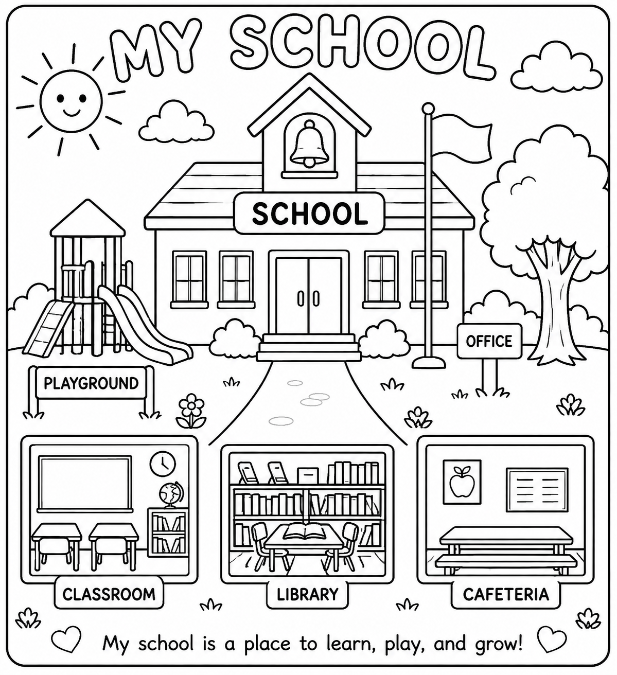 My school kindergarten coloring page