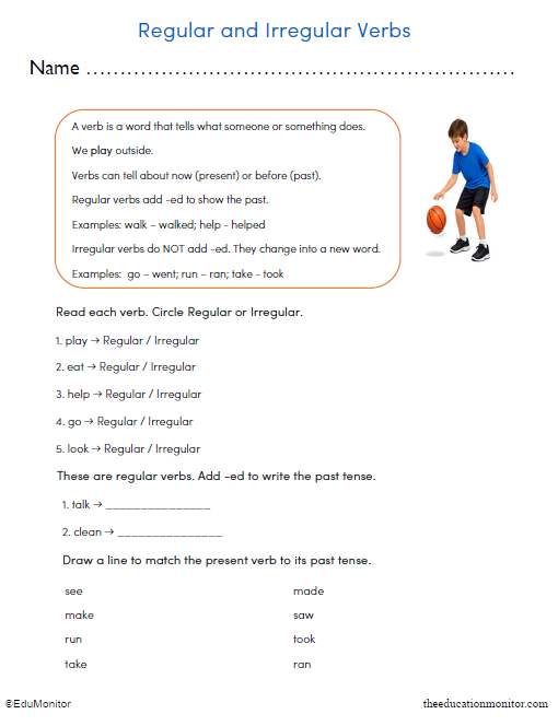 3rd Grade Regular and Irregular Verbs Worksheet