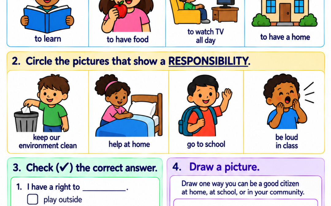 Download rights and responsibilities Social Studies worksheet for your kids
