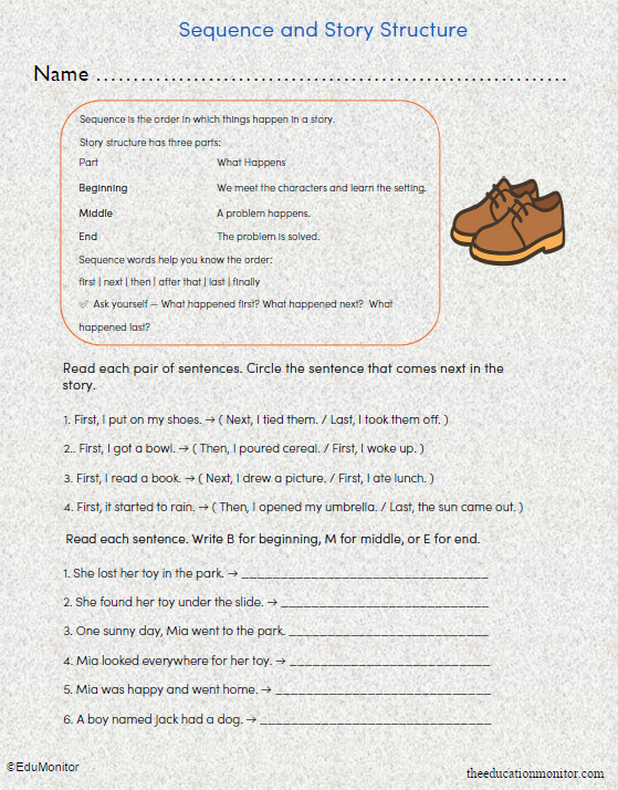 Grade 3 Sequence and Story Structure Worksheet_EduMonitor Sequence and Story Structure Worksheet for Grade 3